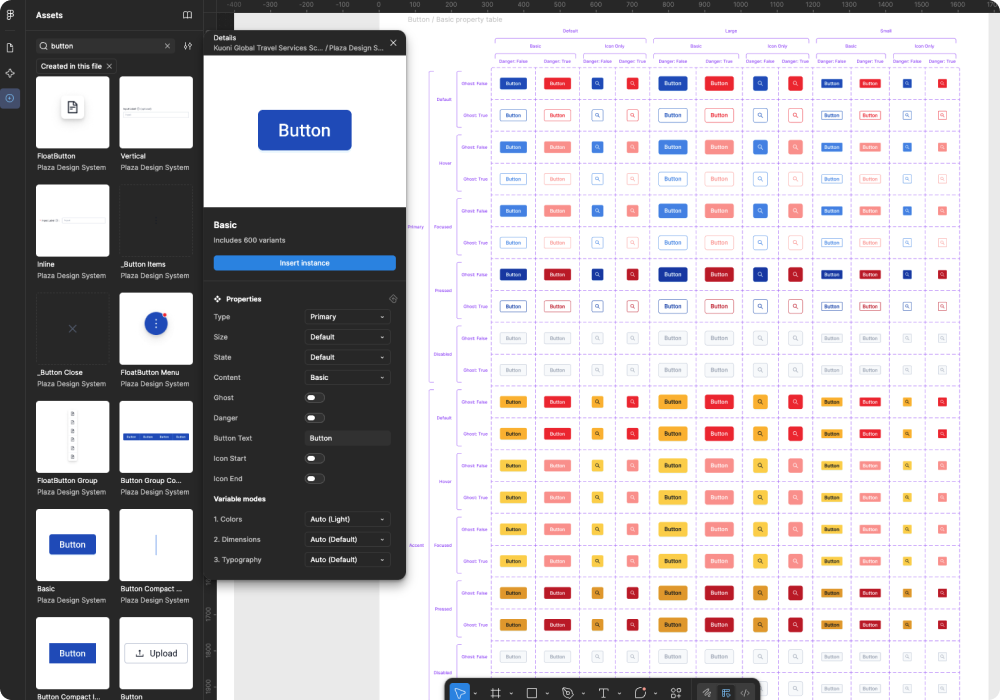 design tokens and colour system exported from Figma