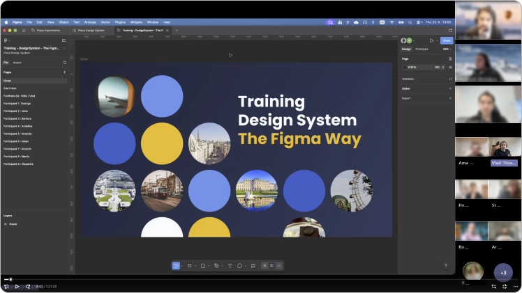 training session slide: working the Figma way with the design system library