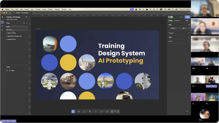 training session slide: AI prototyping with Git, Bitbucket and Claude Code